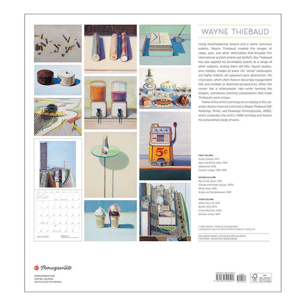 Wayne Thiebaud 2025 Wall Calendar de Young & Legion of Honor Museum