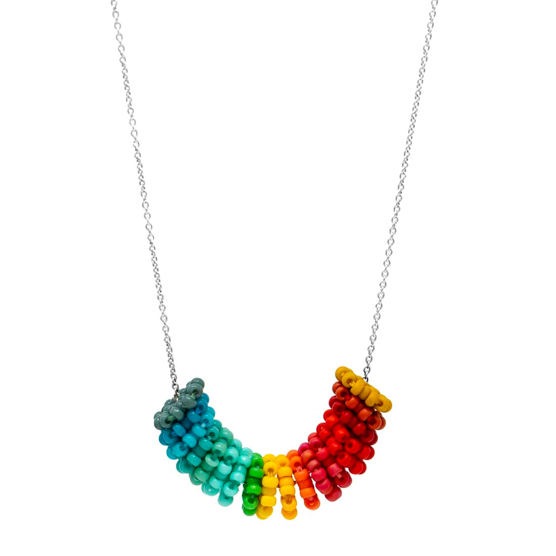 Disc Multi-Color Japanese Glass Bead Necklace
