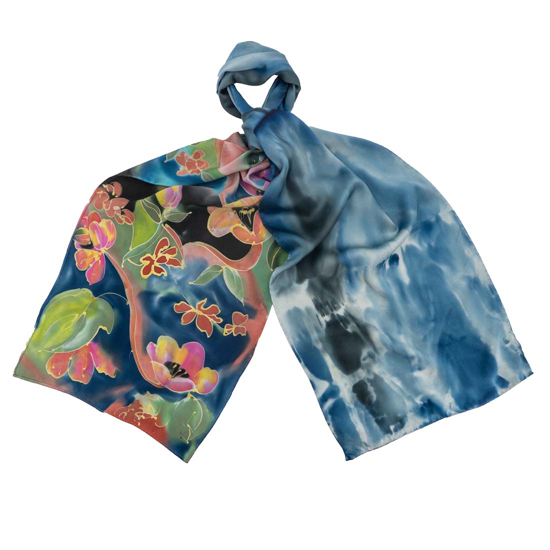Fall Wildflower Hand-Painted Silk Scarf