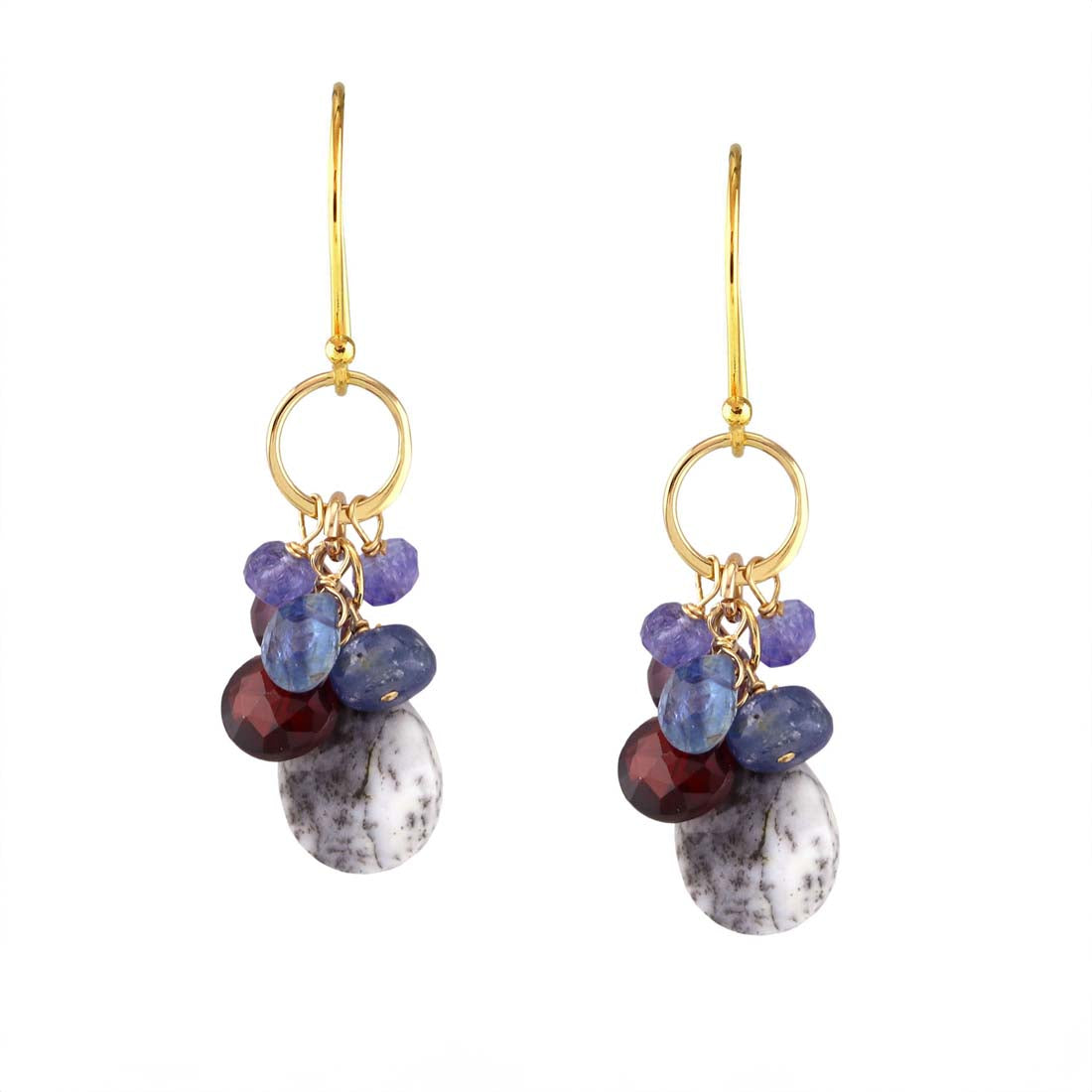 Dendritic Opal &amp; Semi-Precious Stone Earrings