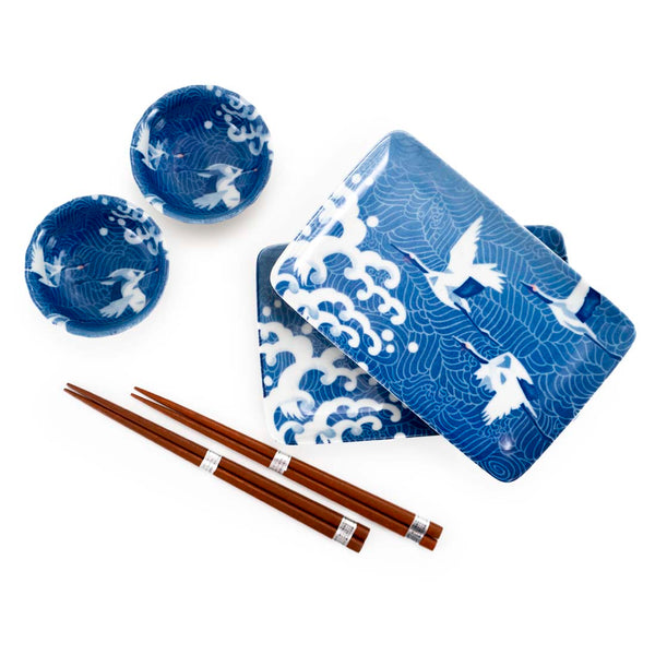 Blue Cranes Sushi for Two Set - de Young & Legion of Honor Museum