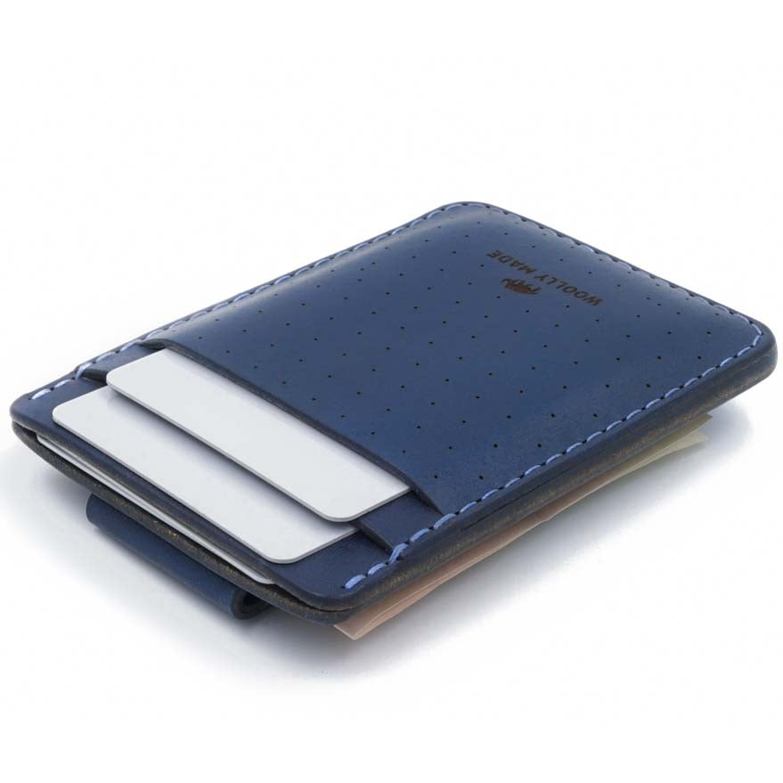 Navy Leather Money Clip Wallet