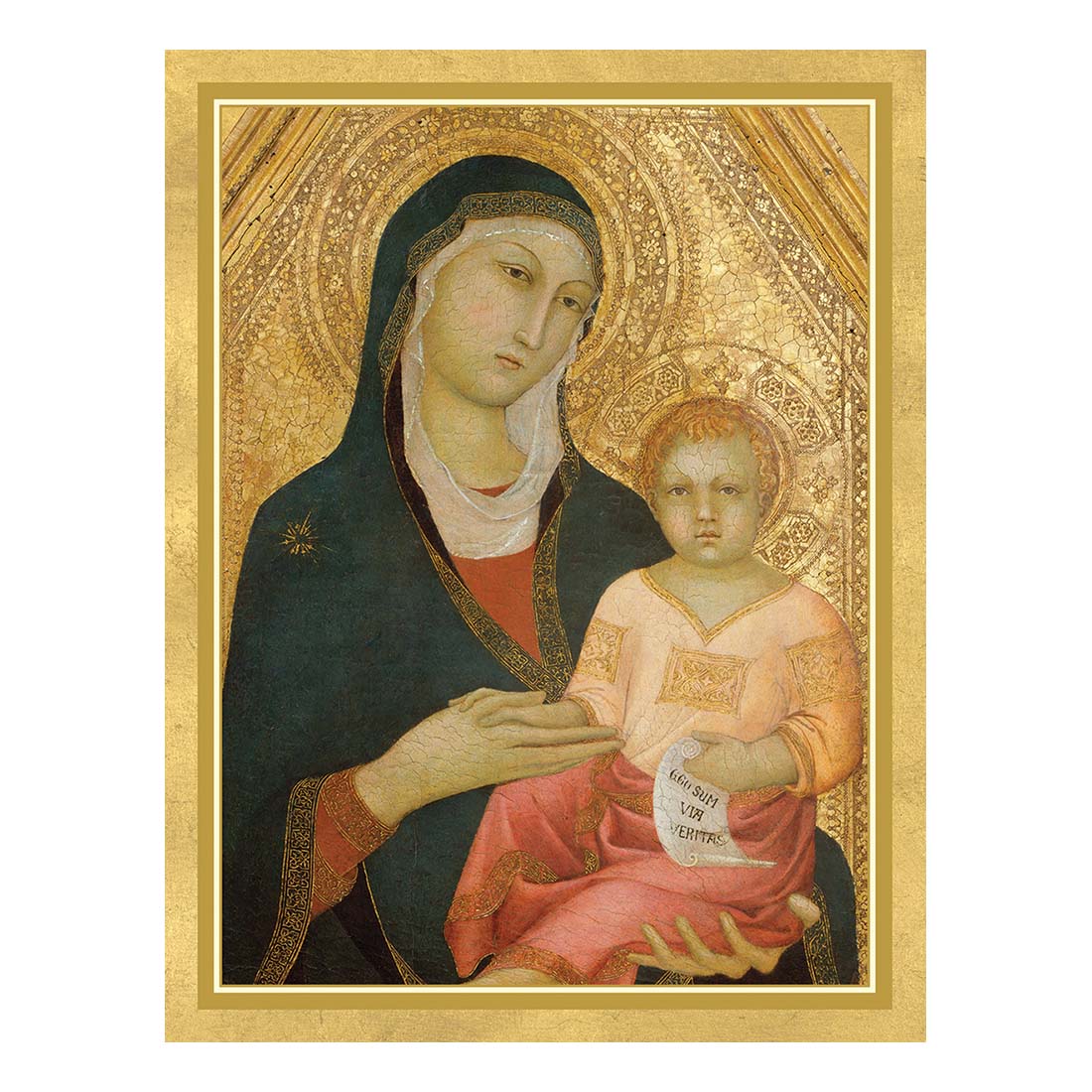 Painting of a Madonna and Child with a gold frame