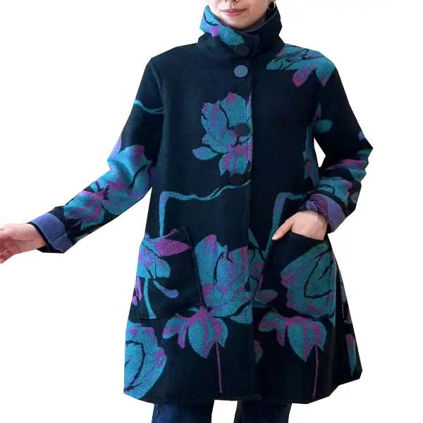 Purple Lotus Reversible Sweater Coat