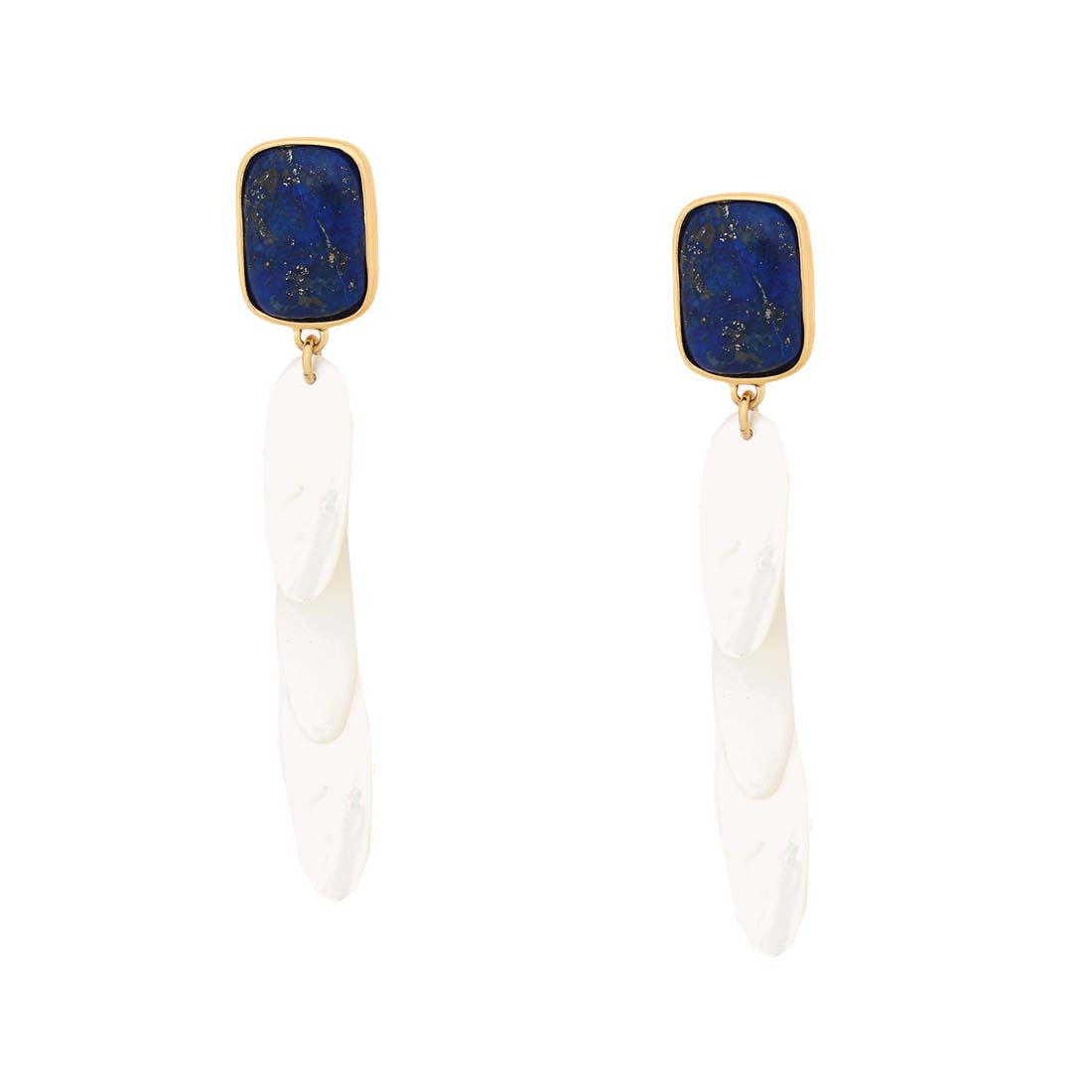 Cobalt &amp; Mother of Pearl Dangle Earrings