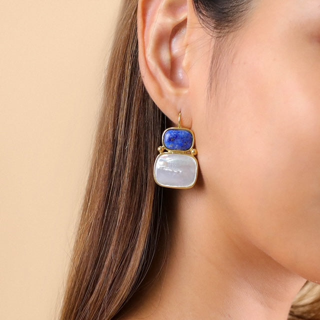 Lapis &amp; Mother of Pearl Earrings