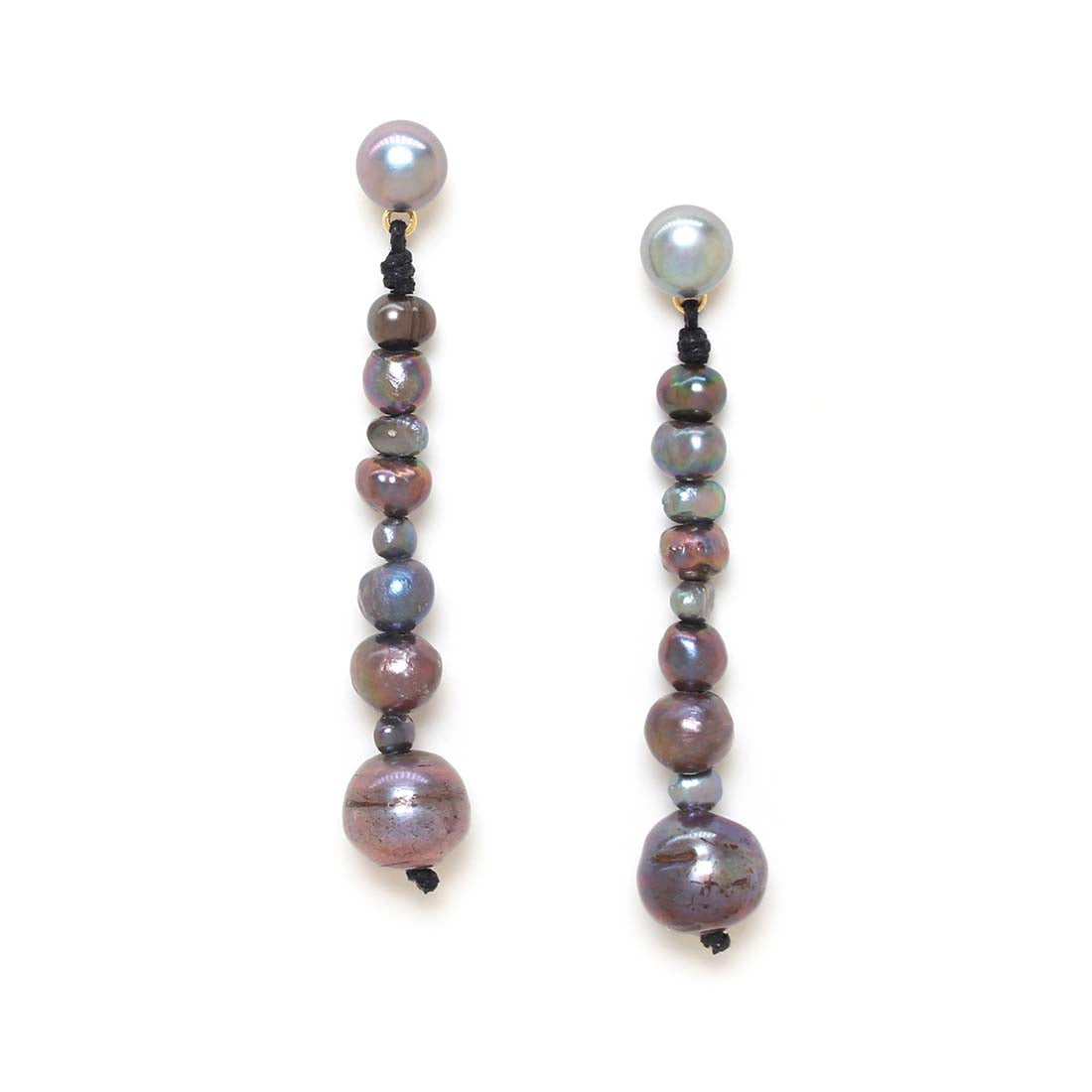 Long Post Blue Pearl Earrings