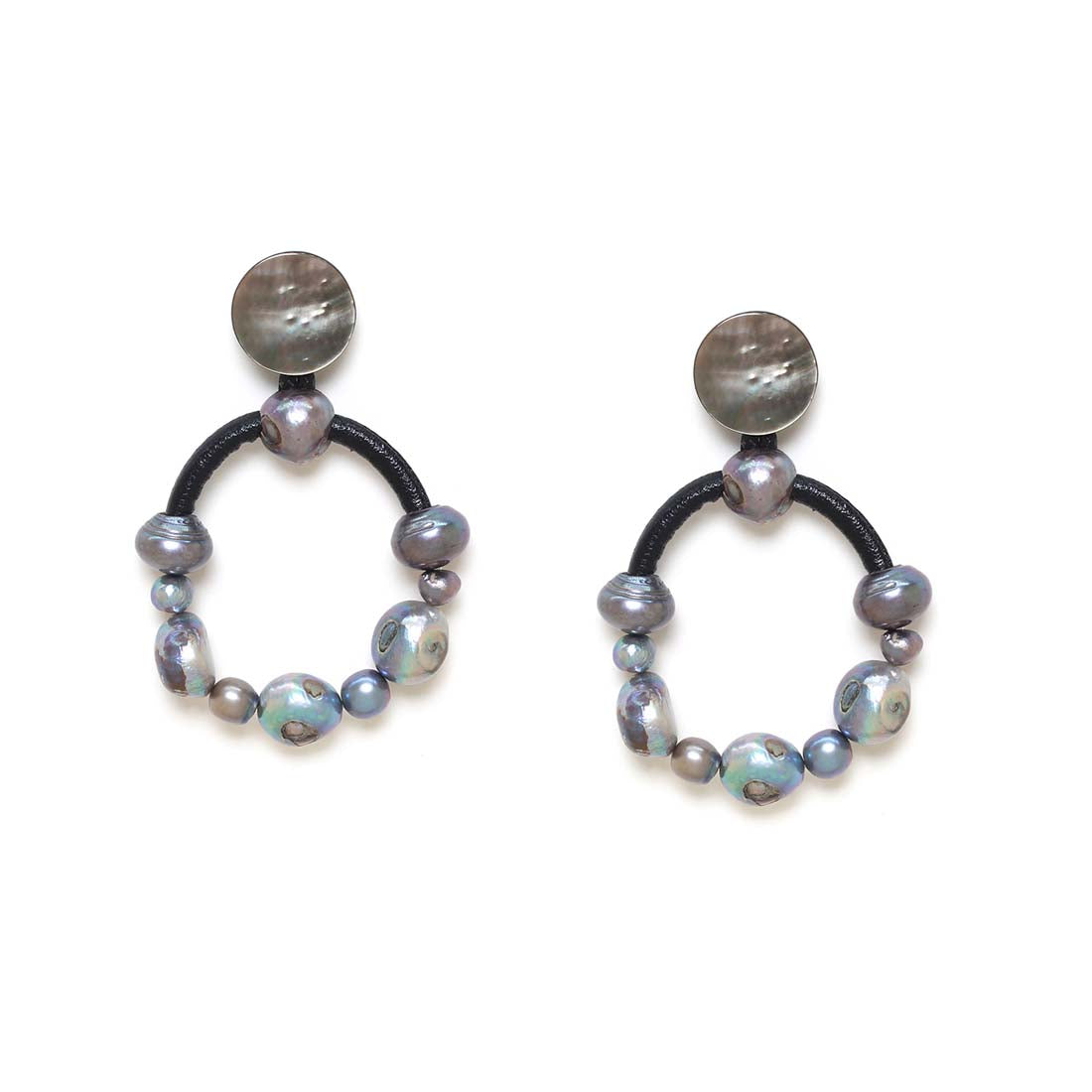 Blue Pearl Gypsy Hoop Earrings