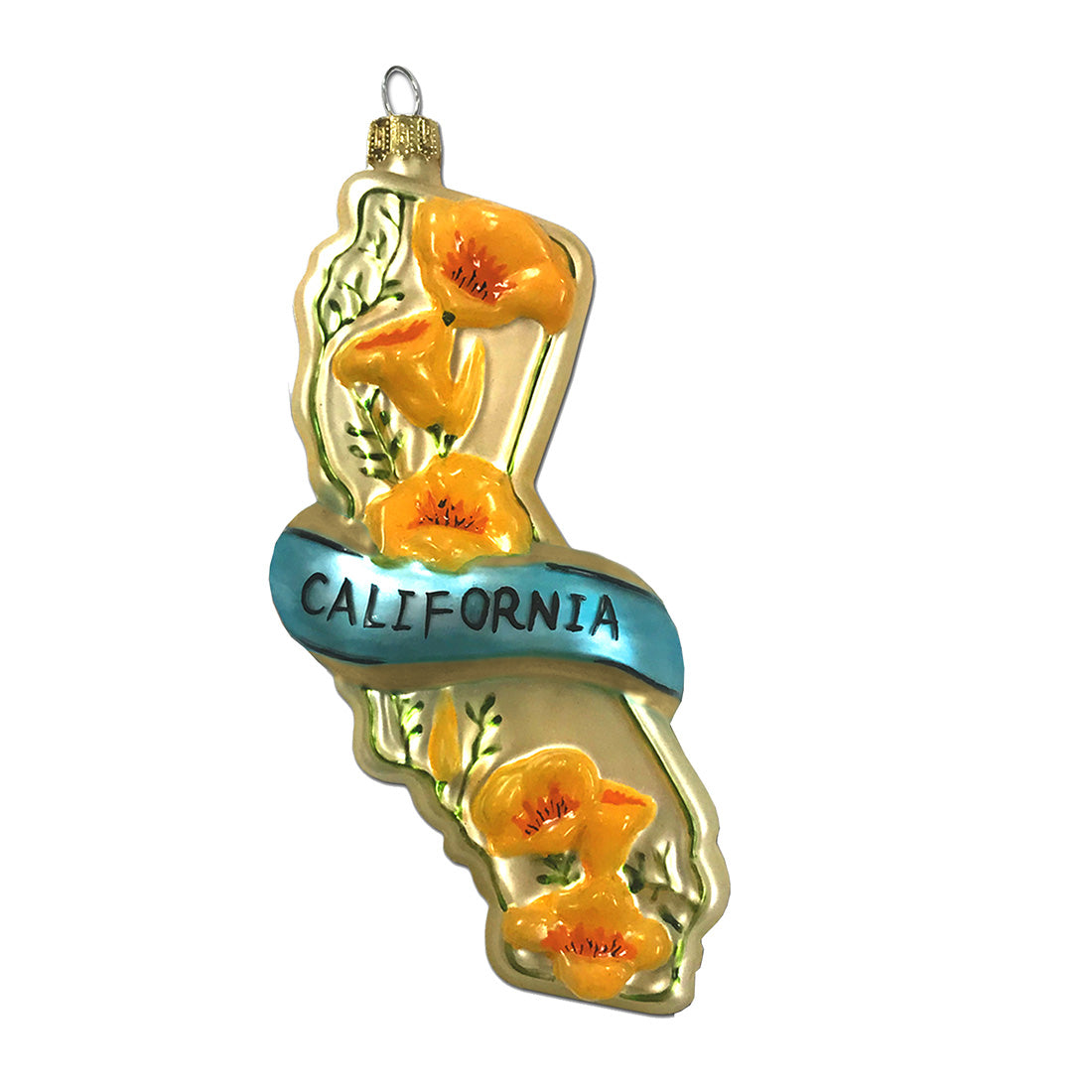 California State Poppies Glass Ornament