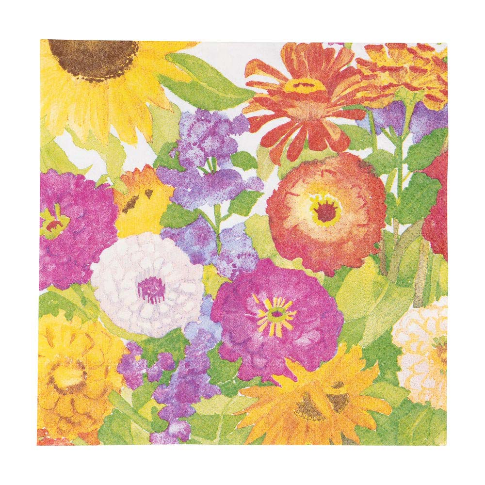A pack of luncheon napkins with a colorful floral pattern.