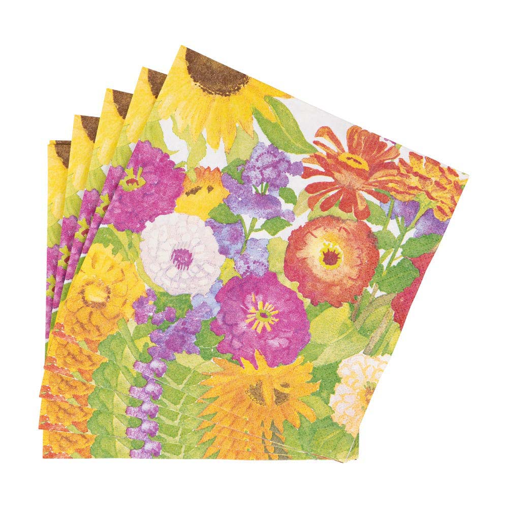 A pack of luncheon napkins with a colorful floral pattern.