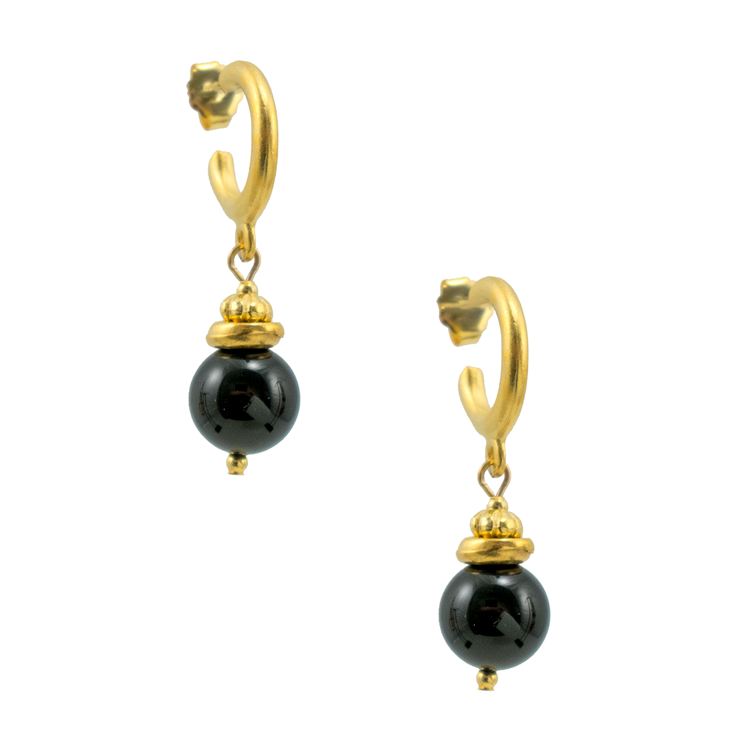 Greco-Roman Onyx Capped Earrings