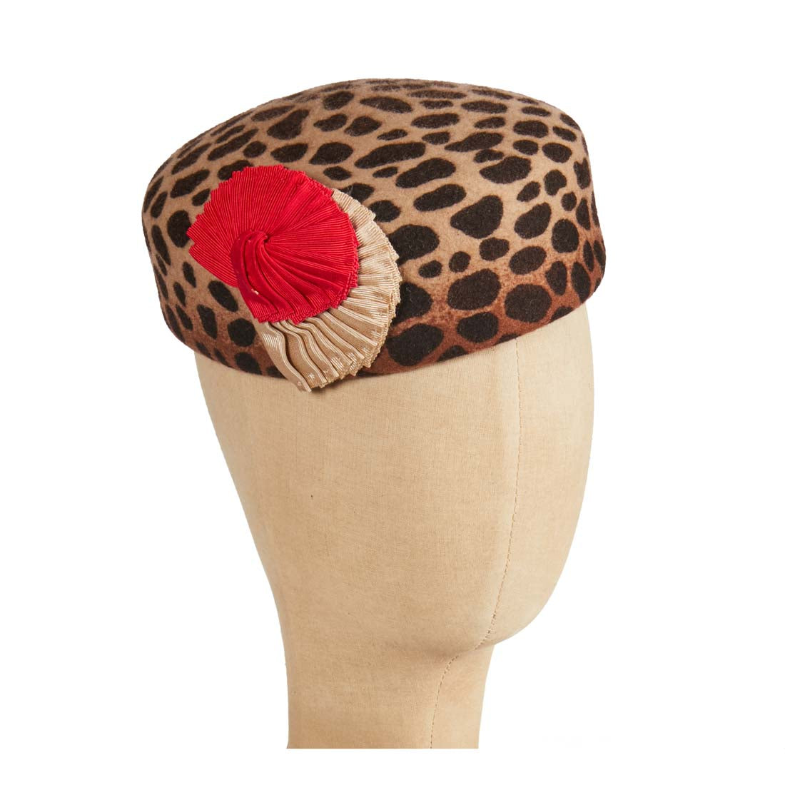 Leopard Wool Print Pillbox Hat