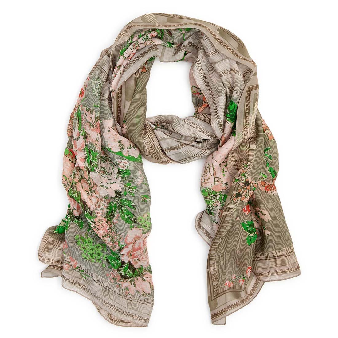 Floral patterned scarf on a white background