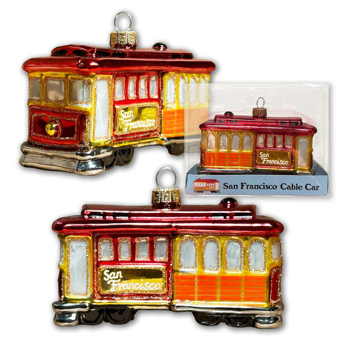 San Francisco Cable Car Glass Ornament