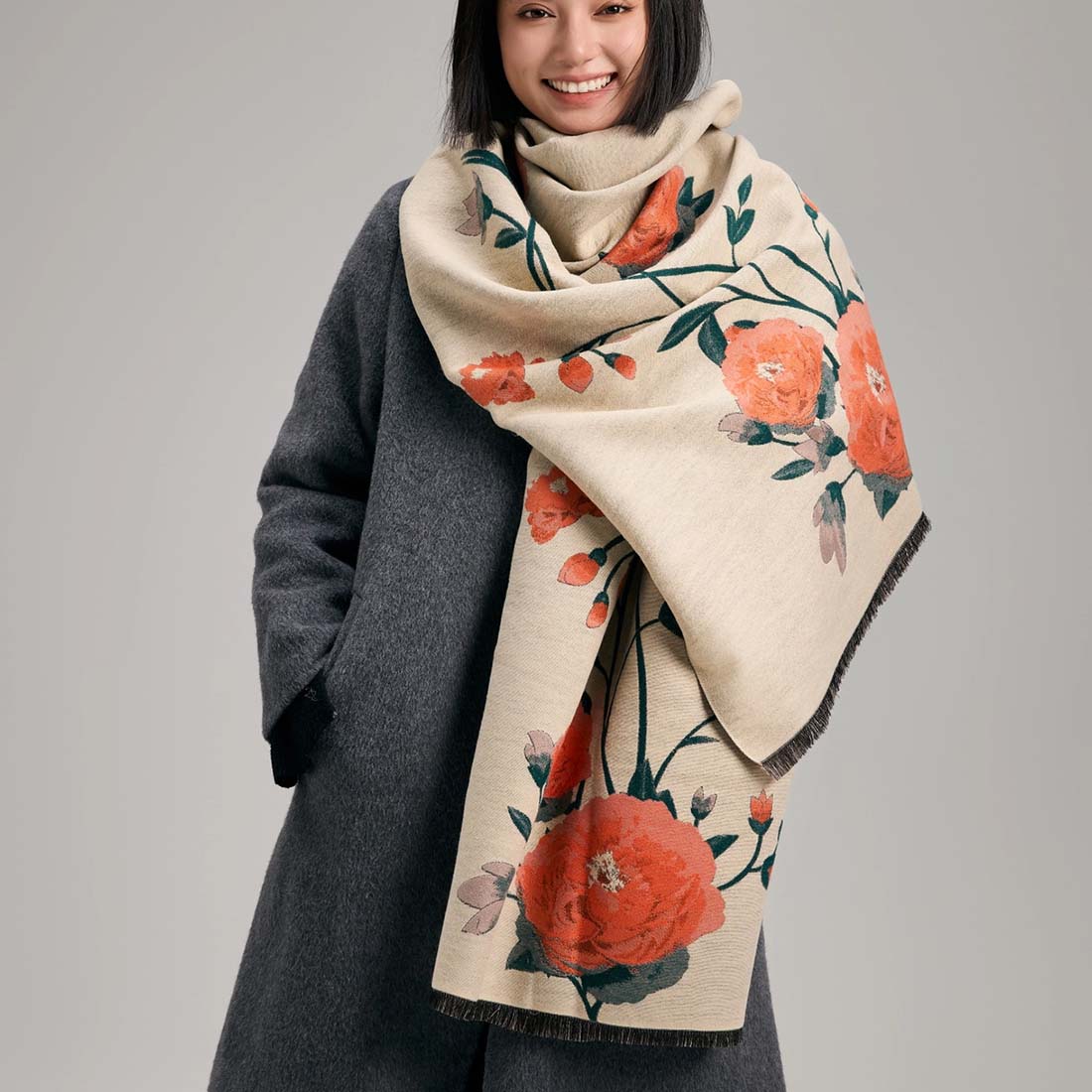 Orange & Green Blossom Reversible Wrap