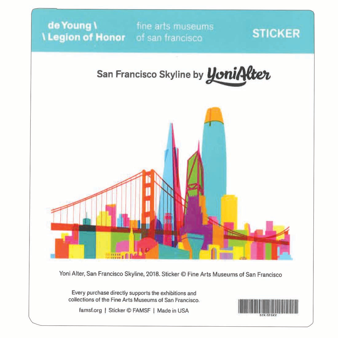Sf Sticker San Francisco Skyline Sticker - de Young & Legion of Honor Museum Stores