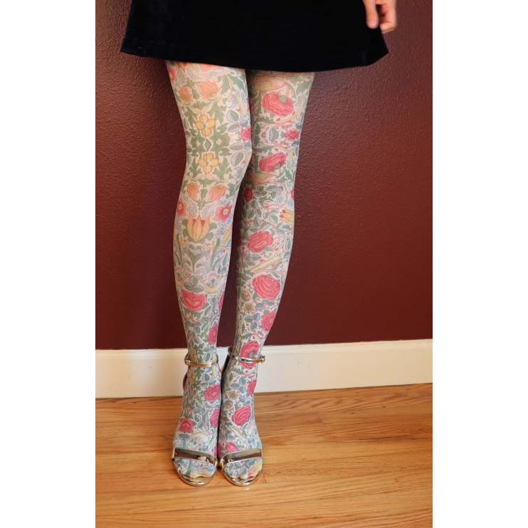 William Morris Rose Printed Art Tights