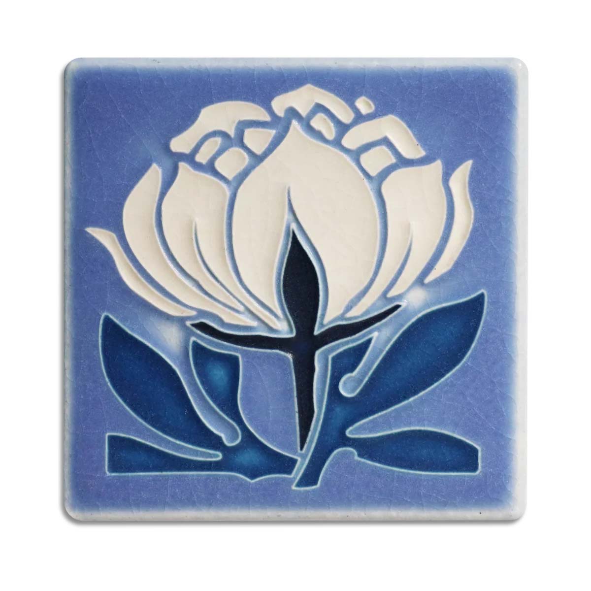 Pale Blue Peony Bloom Tile