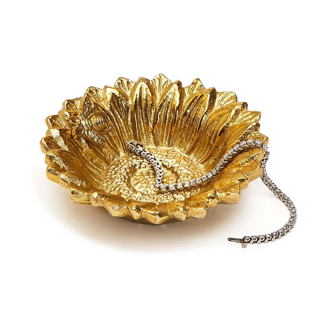 Golden Bee and Sunflower Trinket Tray