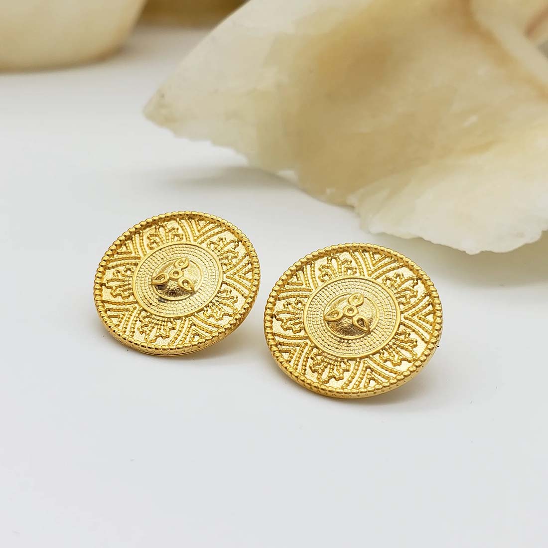 Etruscan Revival Disc Earrings