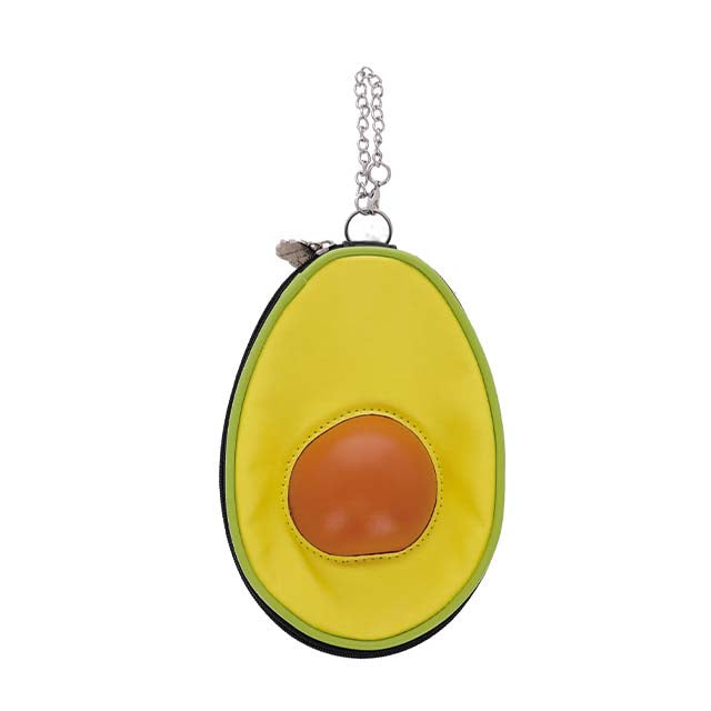 Avocado-shaped keychain pouch on a white background