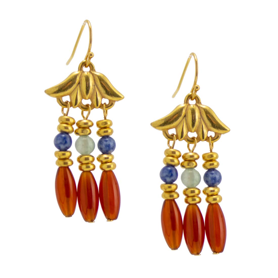 Triple Lotus Earrings
