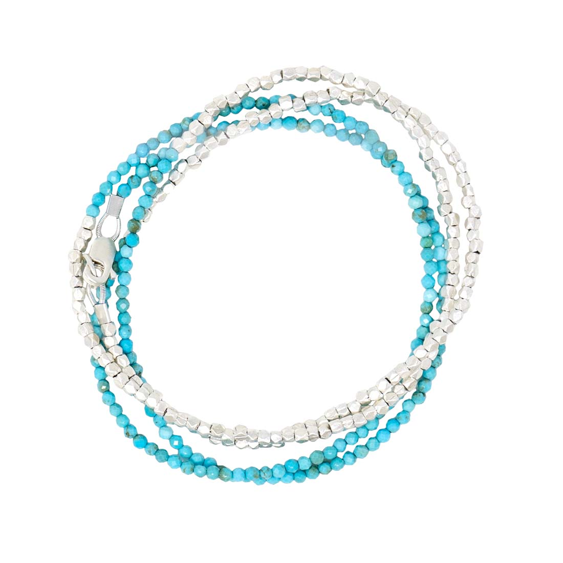 Sterling Silver Turquoise Beads Wrap Bracelet
