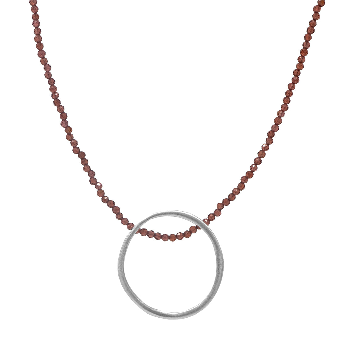 Circle on Garnet Necklace