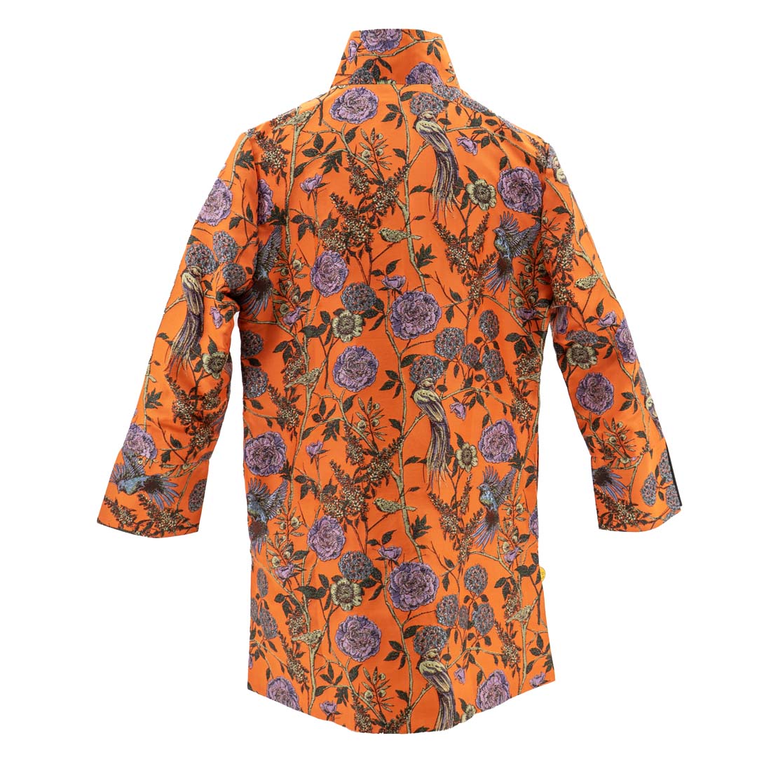 Brick Orange Floral Print Long Jacket