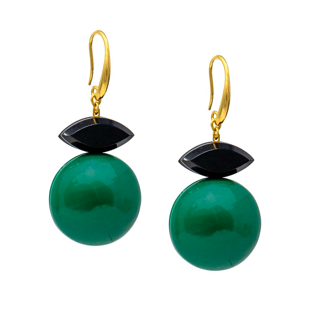 Art Deco Green &amp; Black Earrings