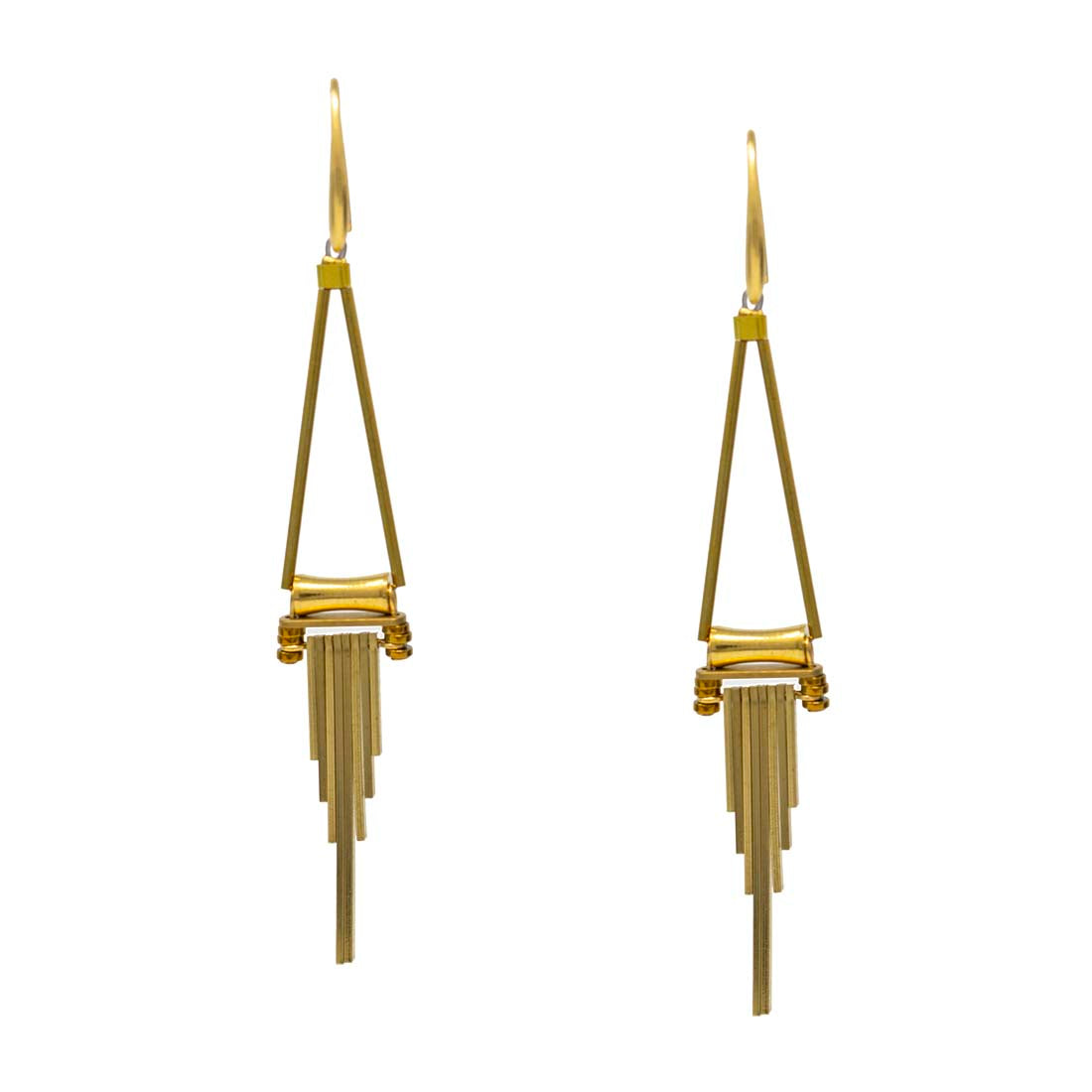 Brass Art Deco Fan Earrings