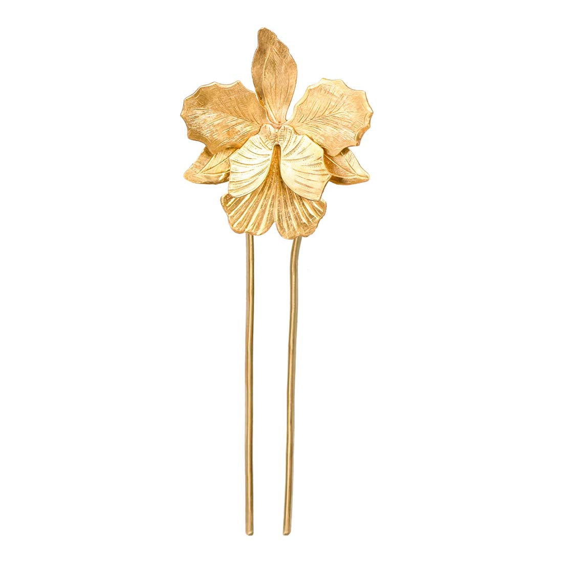 Laelia Orchid Brass Hair Pin