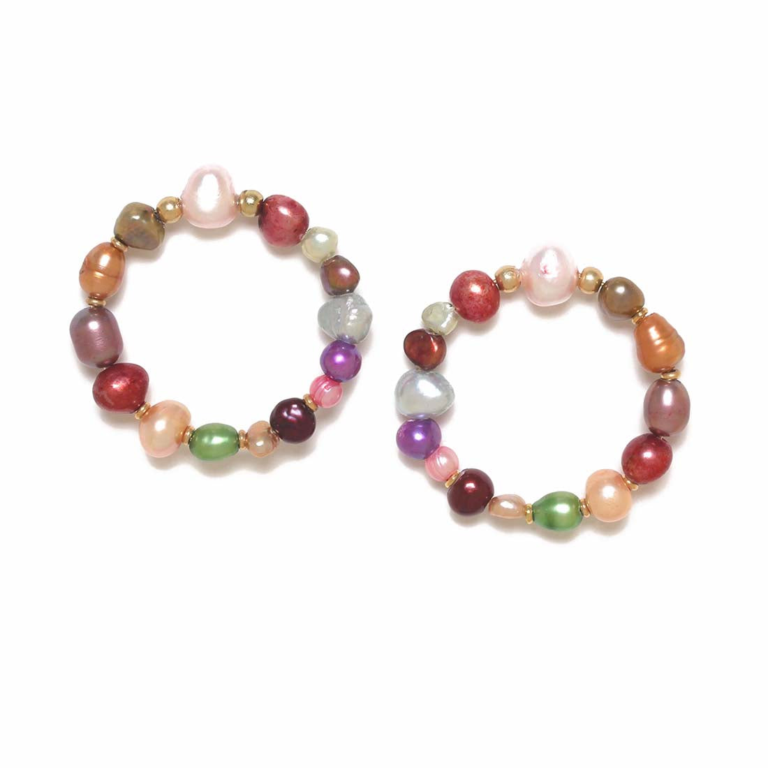 Multi-Color Fresh Water Pearl Circle Earrings