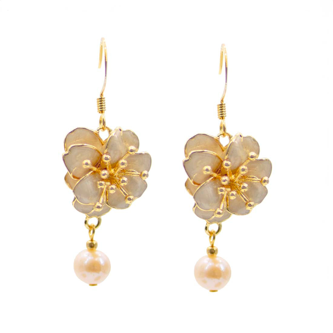 Cherry Blossom and Blush Pearl Earrings