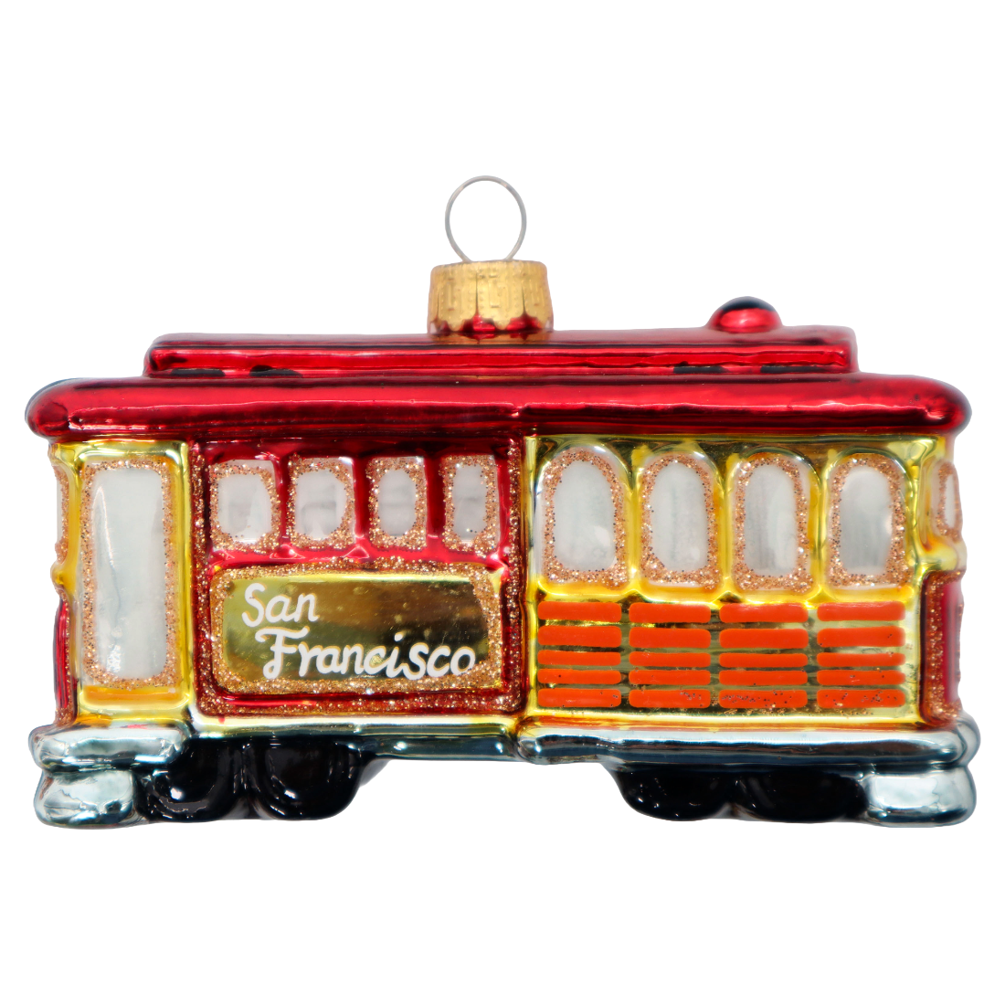 San Francisco Cable Car Glass Ornament