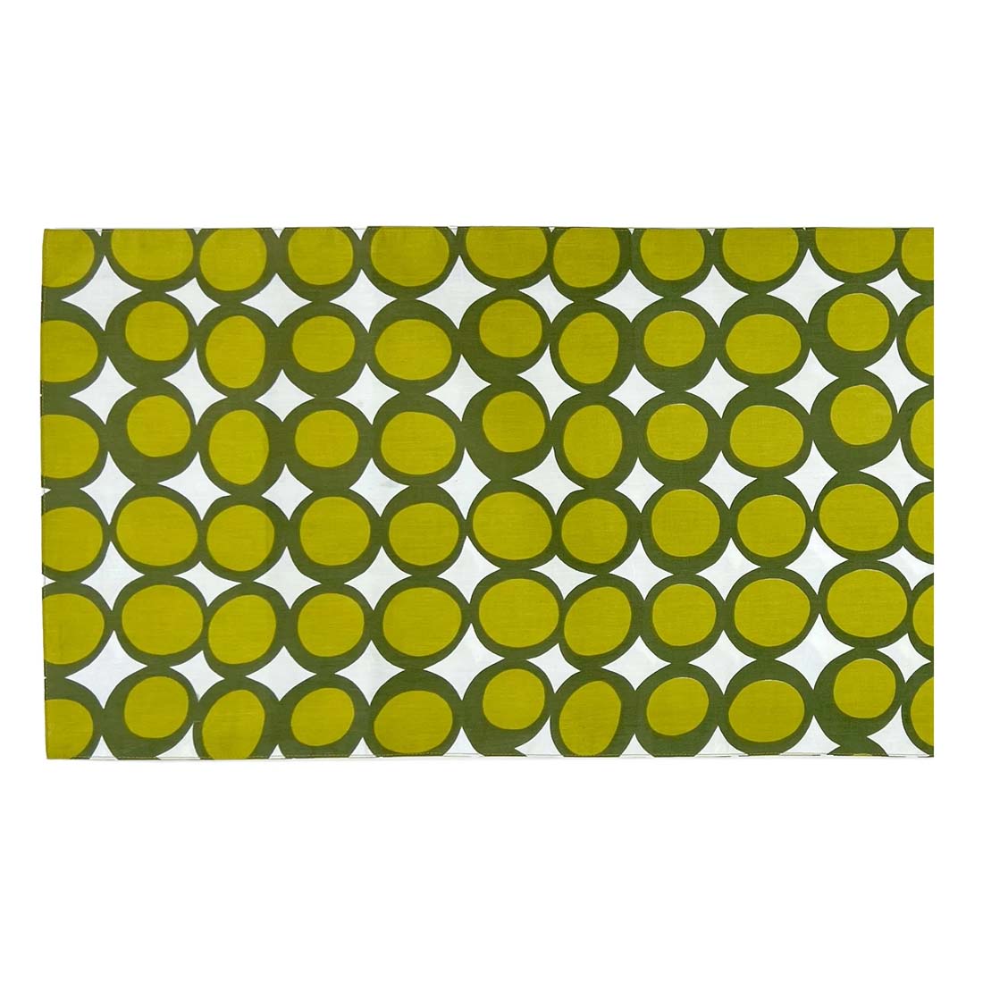 Patterned paper with green circles on a white background