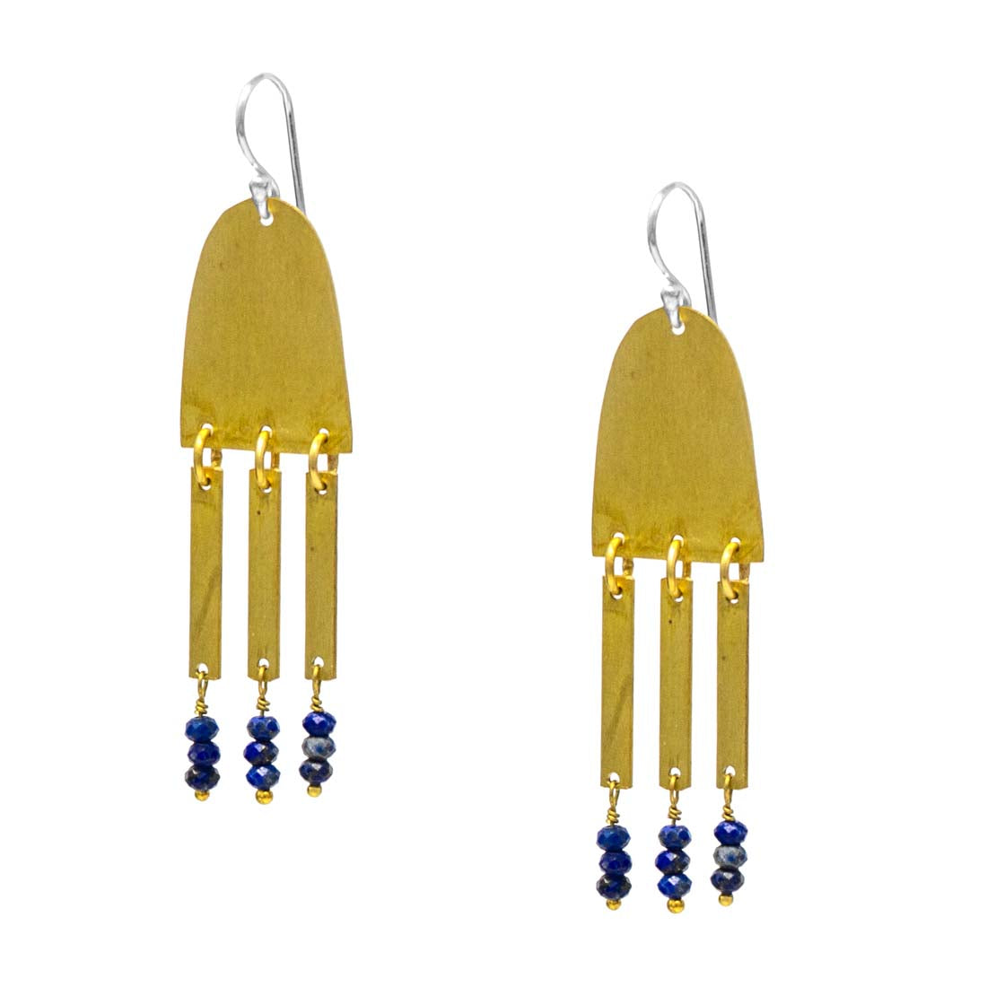 Brass and Lapis Jellyfish Earrings