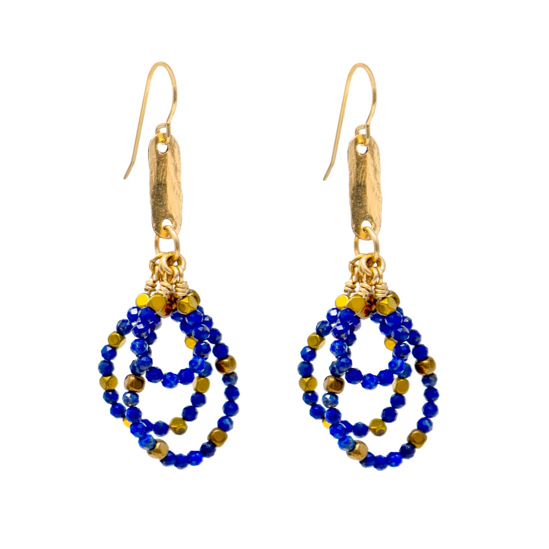 Lapis &amp; Gold Hematite Bead Earrings