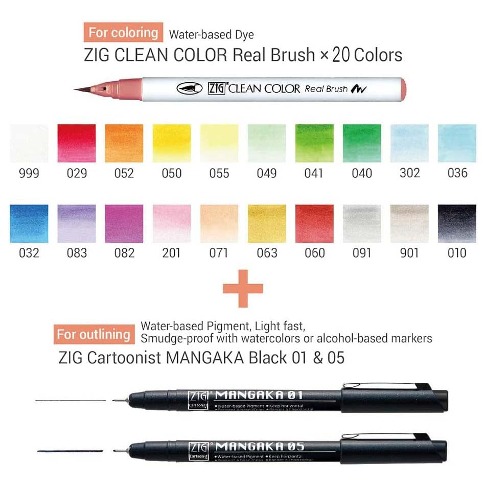 ZIG Clean Color Real Brush Marker Set