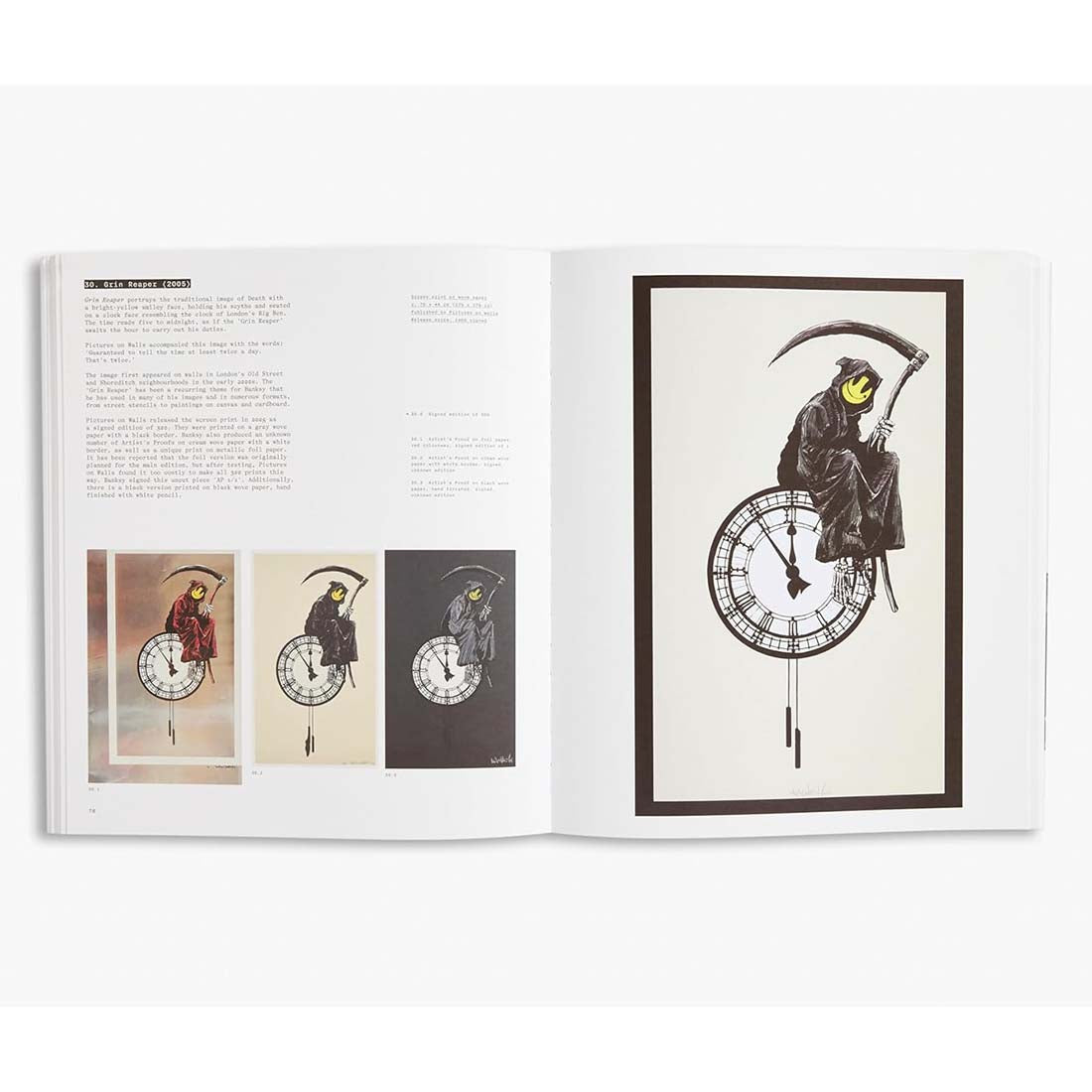 Book cover of 'Banksy: The Prints' with a yellow label featuring the Banksy logo on a beige background.