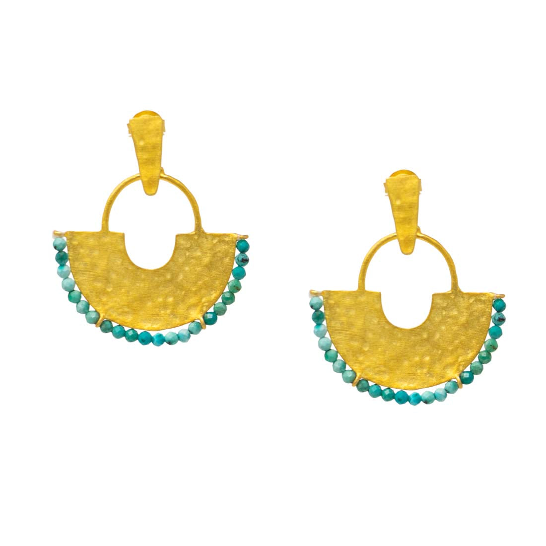 Turquoise & Chrysoprase Fan Earrings