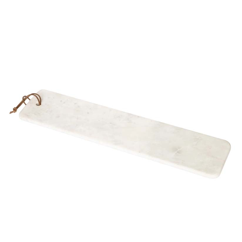 Long, narrow marble slab with a rope handle on a white background