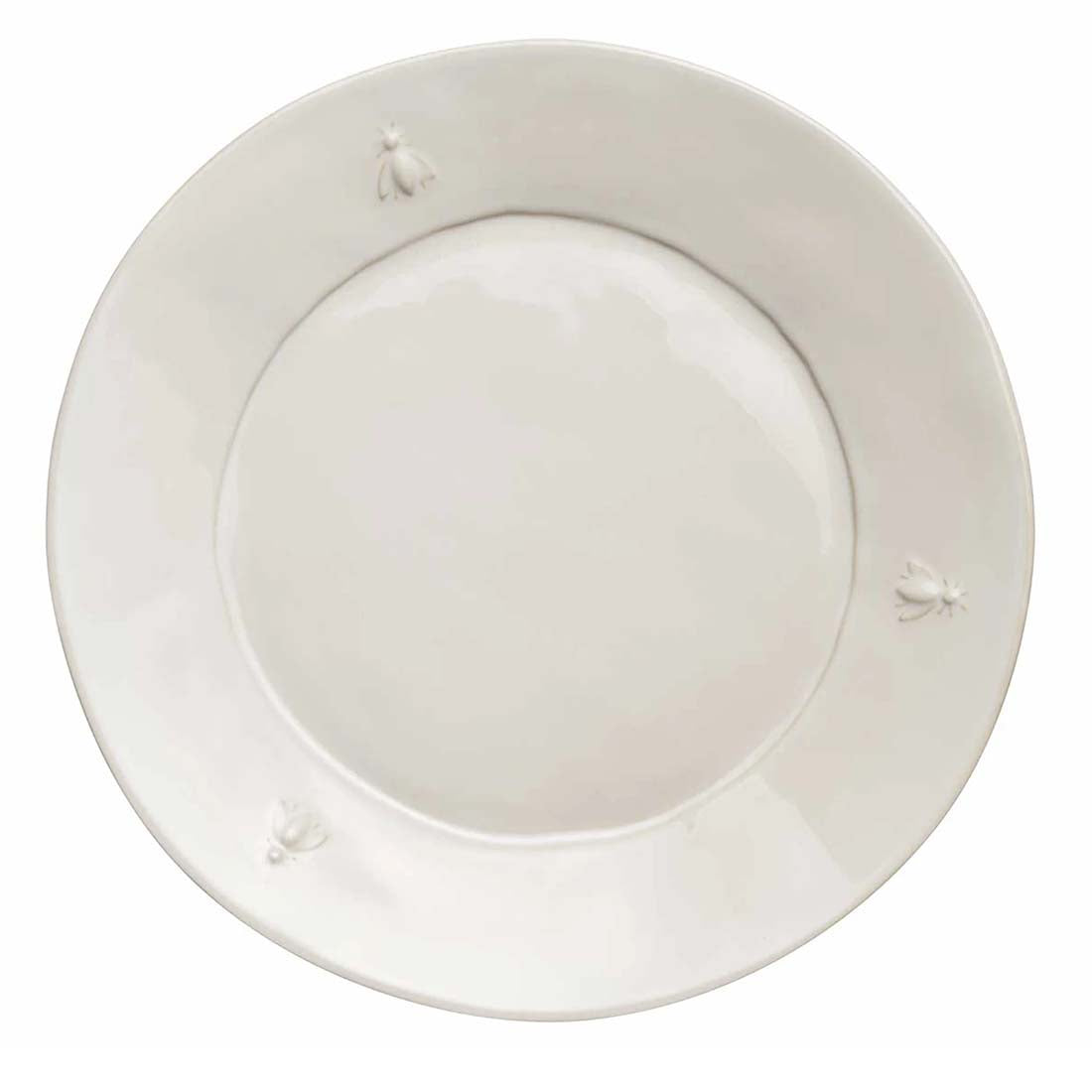 White ceramic plate with bees on a white background