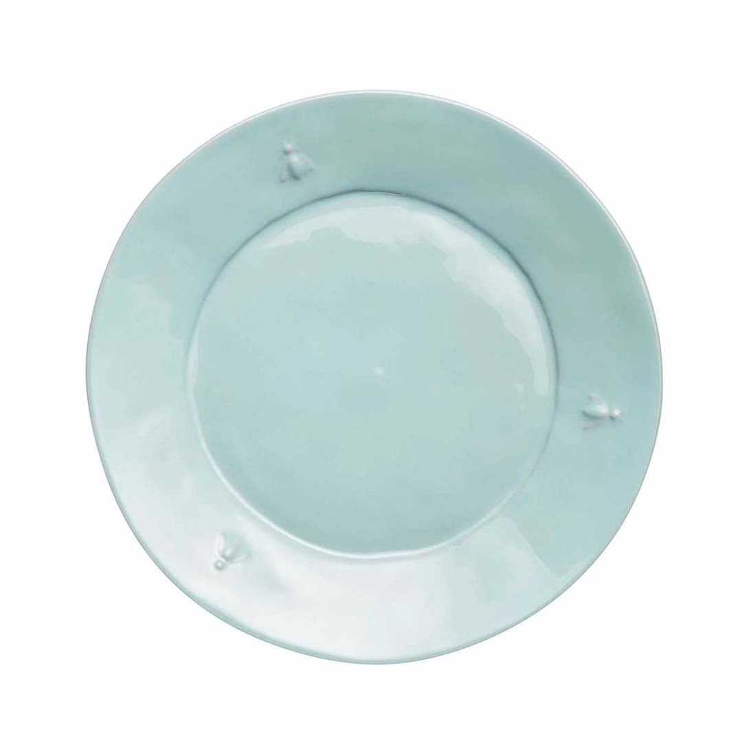 Light blue ceramic plate on a white background