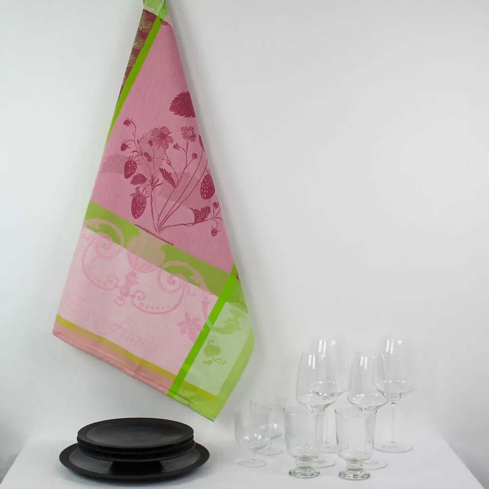 Fraisier Rose Jacquard Kitchen Towel
