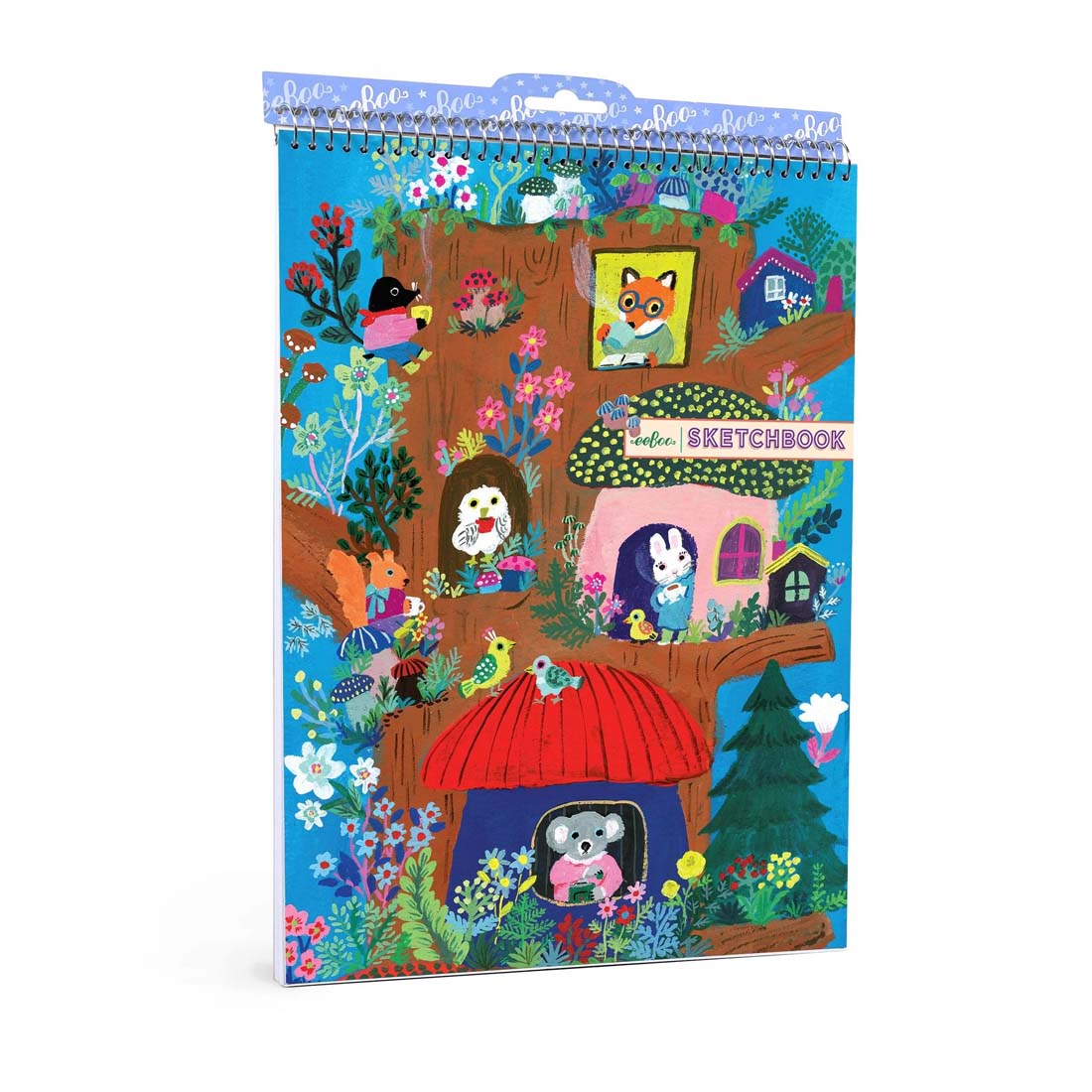 Colorful children's sketchbook with animal illustrations on a white background
