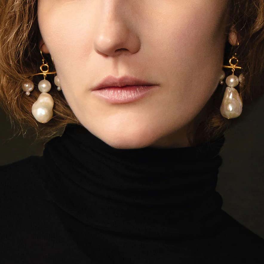 White Pearl Caroline Earrings