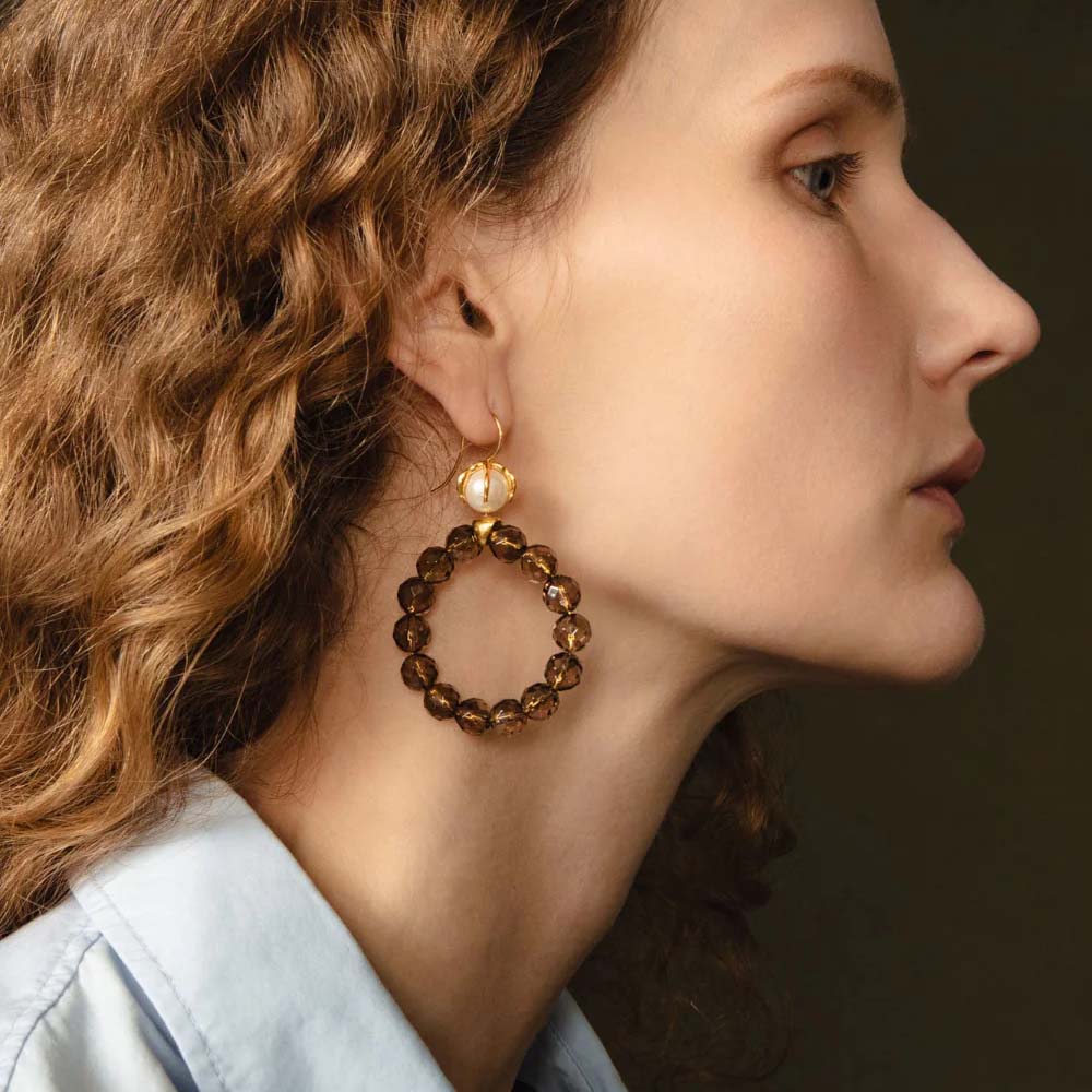 Smokey Quartz Lark Hoops