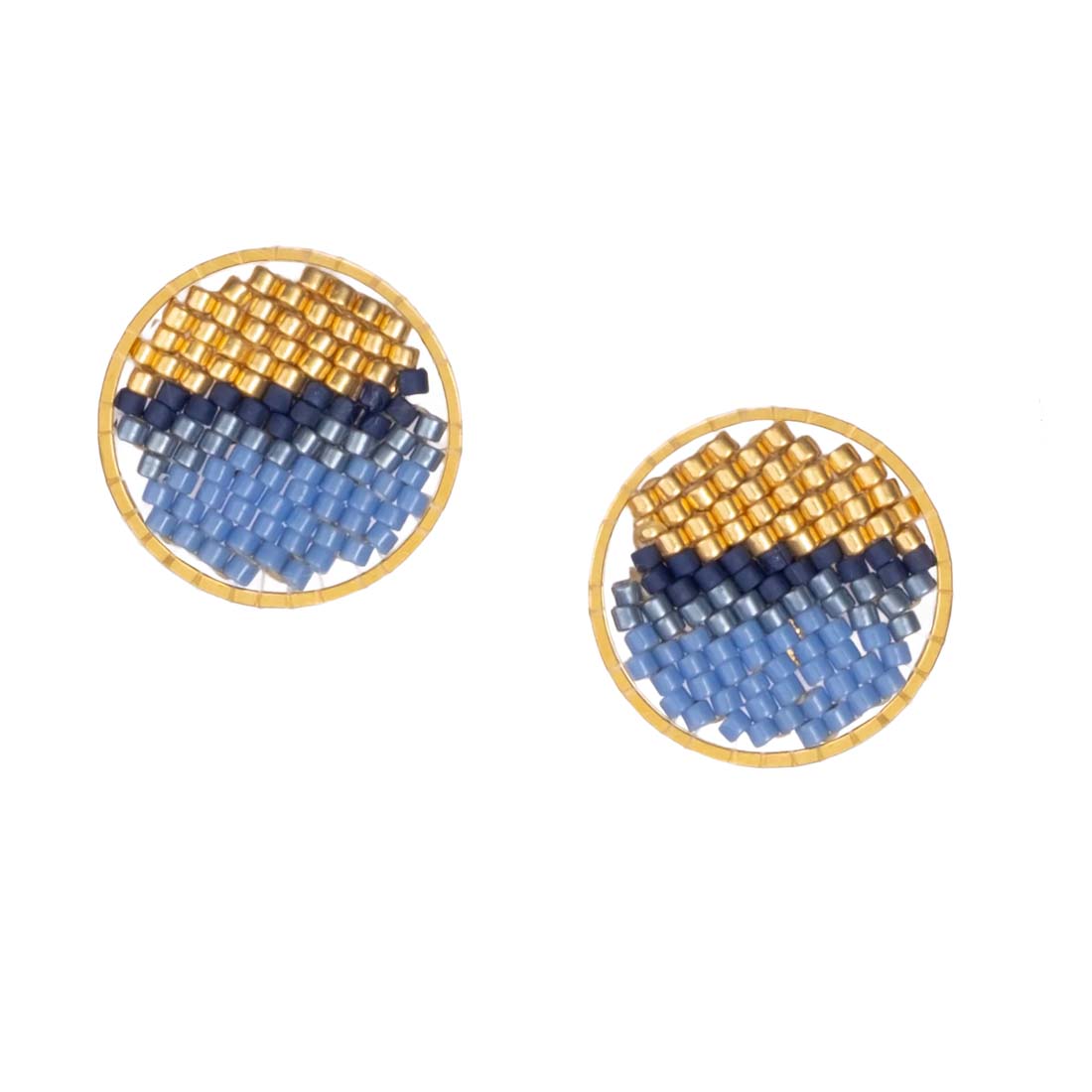 Blue Beaded Handwoven Sweet Tart Stud Earrings